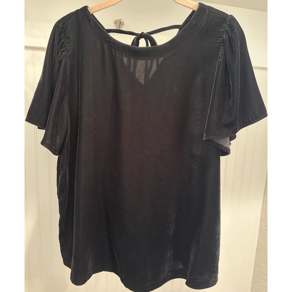 NWOT LOFT Black Velvet Tie back Blouse Size M